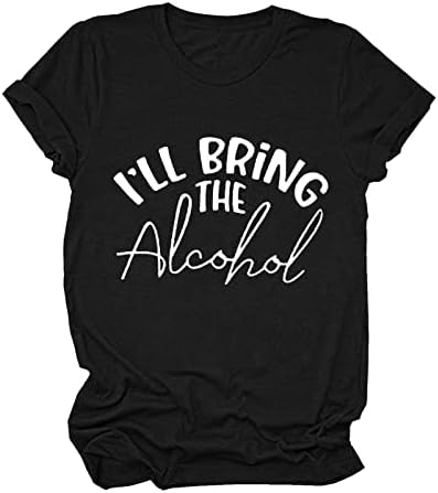 Komik Grafik Kadınlar Için Tops Ben Getireceğim Mektup Baskı T-Shirt Katı Casual Gevşek Bluz Tişörtleri Bahar Yaz Tee Gömlek