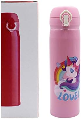 Sevimli Unicorn Astronot Çocuklar Su içme şişeleri Paslanmaz Çelik Sızdırmaz Vakum Yalıtımlı Fincan termos, 350 ML / 500 ML (Unicorn