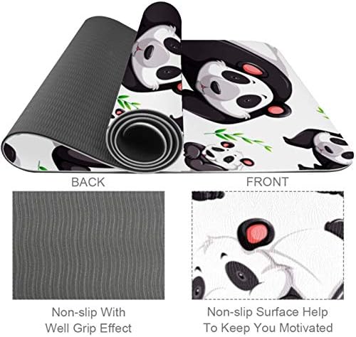 MUOOUM Yoga Mat egzersiz matı, Panda Bambu Desen ile Oynarken, TPE Çevre Dostu Kaymaz Kalınlığı 6mm Jimnastik Mat Pilates Mat