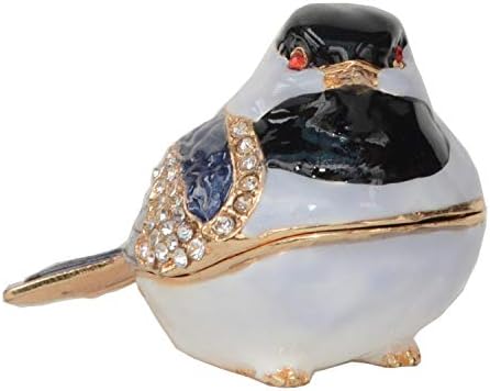 Chickadee Kuş Biblo Mücevher Kutusu Emaye Kutusu Kristaller Heykelcik Kuş Dekor Hediyeler Kolye Tutucu
