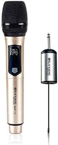 Blackmore UHF Kablosuz El Dinamik Mikrofon Sistemi ile Şarj Edilebilir Alıcı, 200ft Aralığı, 1/4 Fiş, PA Sistemi için, Karaoke,