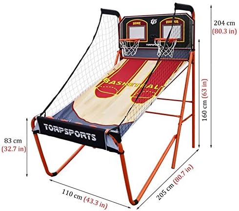 2 Oyuncu için ERLAN Çift Atış Basketbol Arcade Oyunu, 5 Top, 8 Oyun Modu ve Elektronik Skorbord ile Katlanabilir Basketbol Potası