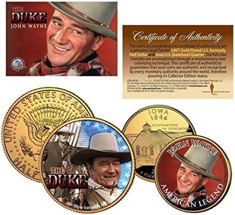 John Wayne Iowa Quarter & JFK Half Dollar U. S. 2-Coin Set Resmi Lisanslı-Özel Fiyat