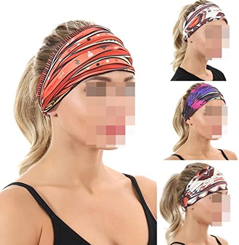 ASZX Çiçek Baskı Türban Düğüm Headwrap Spor Elastik Yoga Hairband Moda Unisex Kumaş Geniş Bandı 113 (Renk: 02, Boyutu: Bir Boyut)