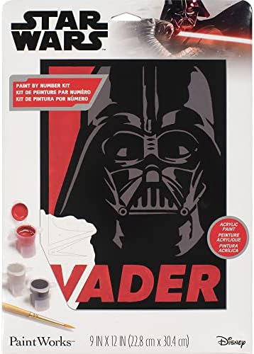 Boyutlar PaintWorks Darth Vader Star Wars Yetişkinler ve Çocuklar için Numara Kitine Göre Boya, Bitmiş Proje 9 x 12, Çok Renkli