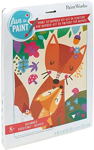 Boyutlar PaintWorks Mama Fox Hayvan Çocuklar ve Yetişkinler için Numara Kitine Göre Boya, Bitmiş Proje 8 x 10, Çok Renkli 9 Parça