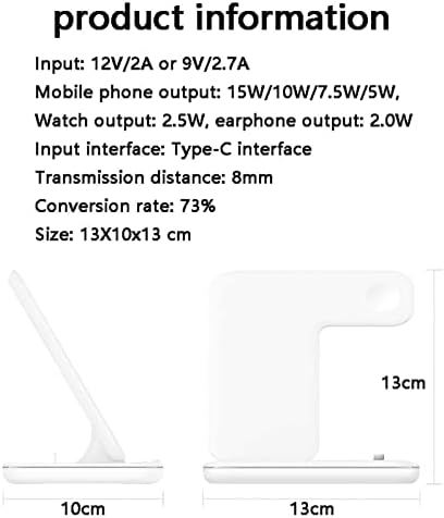 AAHAI kablosuz şarj standı, manyetik ortam ışığı ile 15 W 3 in 1 Hızlı kablosuz şarj standı ıstasyonu için iPhone/ 12 11 X XS