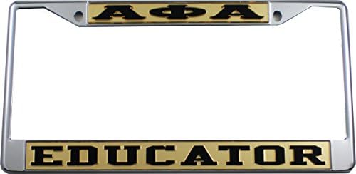 Kültürel Değişim Alfa Phi Alfa Eğitimci Plaka Çerçevesi [Gümüş Standart Çerçeve-Altın / Siyah-Araba / Kamyon]