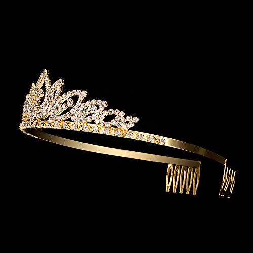 Prenses Kristal Tiara Taç Tarak ıle Kadın Kızlar Cosplay Parti Kraliçe Gelin Düğün Saç Takı Bandı 5.5 Altın