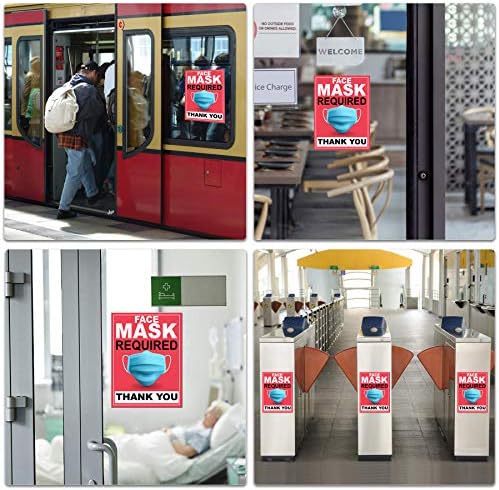 5 Paket Zariocy Aşınma Yüz Kaplama İşareti Uyarı Çıkartmaları, Yüz Kaplama Gerekli İşareti, Sosyal Mesafe Posteri Mağazalar için