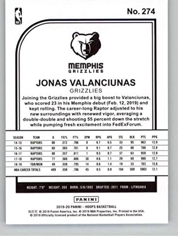 2019-20 Panini Çemberler 274 Jonas Valanciunas Memphis Grizzlies NBA Basketbol Ticaret Kartı