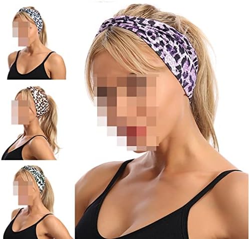 ASZX Çiçek Leopar Türban Düğüm Headwrap Spor Elastik Yoga Hairband Moda Unisex Kumaş Geniş Bandı 113 (Renk: 02, Boyutu: Bir Boyut)