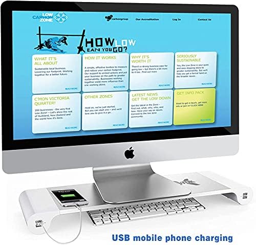 Bilgisayar Monitörü Standı Yükseltici-4 USB Portlu Alüminyum Monitör Standı Yükseltici-PC, Dizüstü Bilgisayar, iPad için Masa