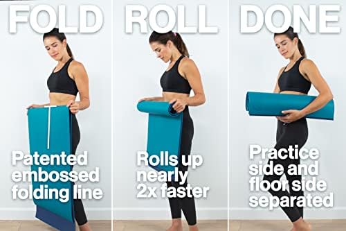 Koru Fold & Roll Yoga Mat-Patentli Tasarım, Geleneksel Yoga Paspaslarına Daha Temiz Alternatif, 6mm Kalınlığında, 7P İçermez,