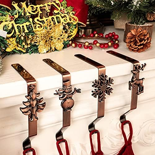 Hotop 4 Parça için Noel Stocking Askıları Mantel Noel Stocking Tutucular 4 Stilleri Şömine Stocking Sapları Noel Stocking Asılı