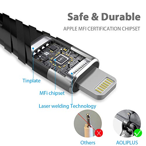 [Apple MFi Sertifikalı] LED iPhone şarj cihazı kablosu, OuTrade yıldırım kablosu, 2.4 A ışık Hızlı şarj kablosu ile iPhone 11