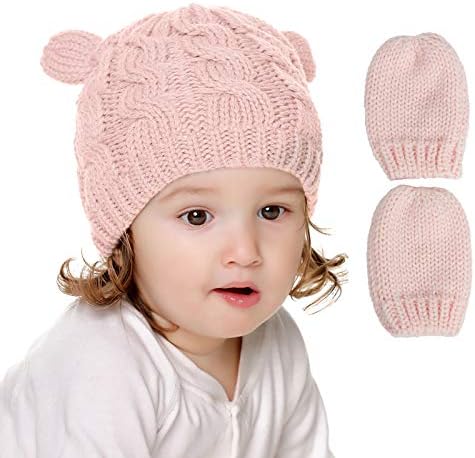 Bebek Bere Bebek Şapka ve Mitten Seti Örgü Bebek Kış Şapka Eldivenler için Yenidoğan Erkek Bebek Kız Bere Şapka