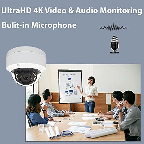 【Audio】 CTVİSİON PoE IP Dome Kamera 4 K 8MP (4X1080 P) 90 Açı Görünümü, Video Gözetim Hikvision ile Çalışmak, Tak ve Çalıştır,