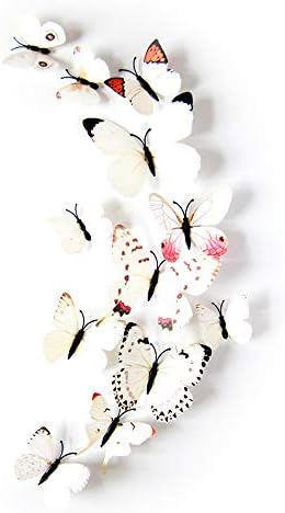 Kelebek 3D duvar renkli çıkartmalar DIY sanat dekor el sanatları oda dekorasyon 12 adet (Pembe)