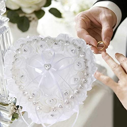 Adarl Alyans Yastık, Düğün Parti Favor için Romantik Dantel Kristal Gül Kalp Yüzük Kutusu