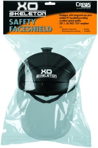 MCR Emniyet 104 XO İskelet Naylon Cırcır Başlık ile Temizle Faceshield, Siyah Mat, 1-Pair