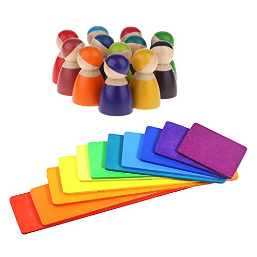 YIJU gökkuşağı renkleri bina kurulu Stacker Peg bebek çocuklar Montessori eğlenceli yaratıcı