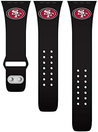 Oyun Zamanı San Francisco 49ers Silikon saat Kayışı Apple Watch ile Uyumlu (42/44 / 45mm Siyah)
