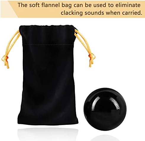 Siyah Obsidyen Baoding Topları, çin Sağlık Egzersiz Masaj Topları Stres Giderici El Egzersiz Topları için Taşıma Çantası ile