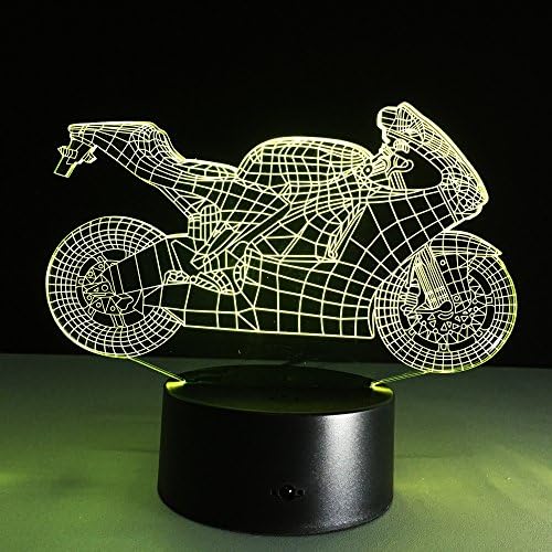 Cirkooh Motosiklet Motosiklet 3D Optik Illusion Masa Lambası 7 Renk Değişimi Uzaktan Kumanda ve Dokunmatik Düğme LED Gece ışık