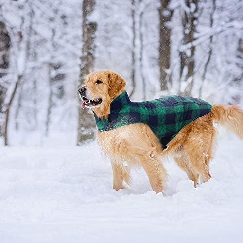 Kuoser İngiliz Tarzı Ekose Köpek Kış Ceket, rüzgar Geçirmez Su Geçirmez Rahat Soğuk Hava Köpek Ceket Polar Astar Köpek Giyim