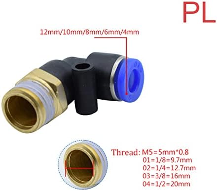PJRYC Pnömatik Hava Bağlayıcı Montaj 4mm 6mm 8mm Konu 1/8 1/4 3/8 1/2 Düz Hortum Bağlantı Parçaları Boru Hızlı Konnektörler (Renk: