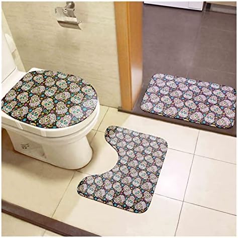 JUSTBINGFENG Tuvalet paspası 3 Parça Tuvalet yatak örtüsü seti Banyo Dekoratif Halı Tuvalet Kapağı Tuvalet koltuk minderi (Renk:
