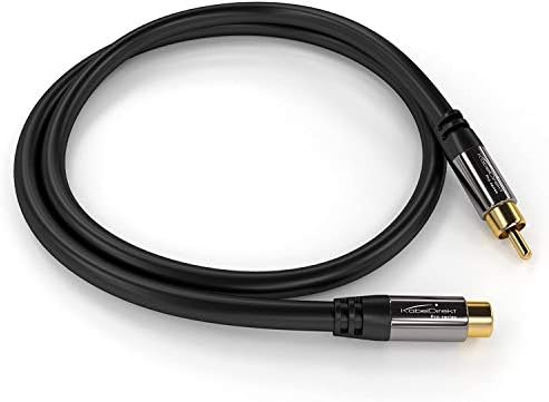 KabelDirekt - 20ft Uzun-RCA/Fono Uzatma Kablosu, Ses/Dijital / Video (Koaksiyel Kablo, RCA/Fono Erkek-Dişi, subs / amper / Hi-Fis