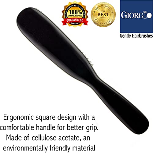 Giorgio Gentle GİO3BLK 8.5 inç Nazik Dokunuş Detangler Saç Fırçası Erkekler Kadınlar ve Çocuklar için. Hassas Kafa derisi için