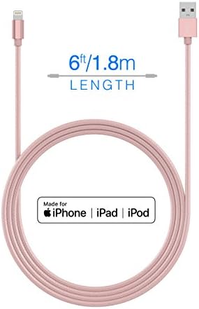Sadece Kablosuz Yıldırım Kablosu (6ft) Örgülü iPhone Şarj Cihazı Kablosu Apple MFİ Sertifikalı-iPhone 5 ve Üstü-XS, XS Max, XR,