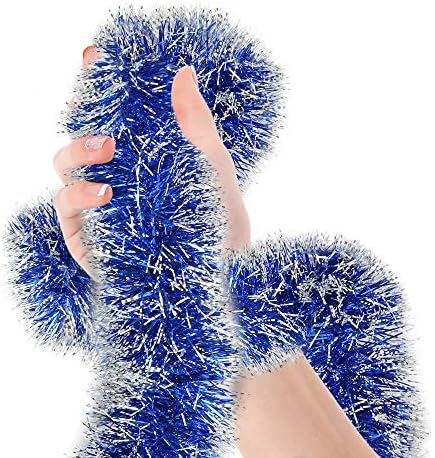 Noel Ağacı Kraliyet Mavi Frost İpucu Tinsel Garland Metalik Flamalar bir Tatil Kutlamak Hanuka Parti Mutlu Yeni Yıl Partisi Tavan