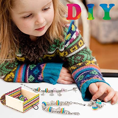 Bilezik Yapımı Kiti Kızlar için DIY Zanaat Takı hediye seti Boncuk kolye uçları Bilezik ve Kolye Dize El Sanatları Çocuklar için