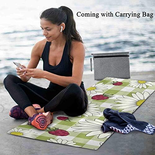 MCHIVER Seyahat Yoga Mat Kaymaz-Çiçek ve Ahududu Katlanabilir egzersiz matı Hafif Çalışma Dışarı Mat ile Çanta Ter Emici Pilates