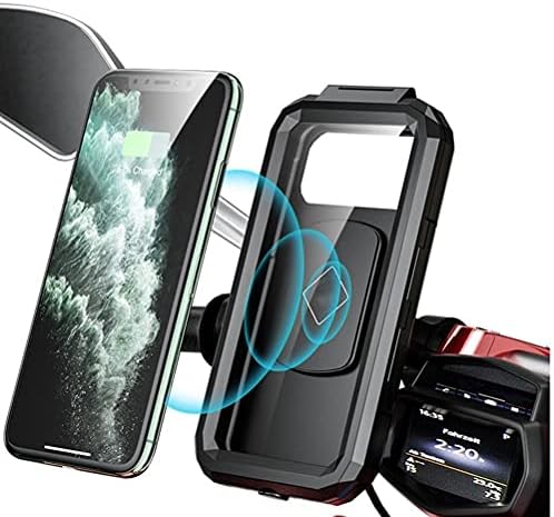 Lewpox Bisiklet Cep Telefonu Tutucu, Kablosuz Şarj cihazı ile Motosiklet Tutucu Su Geçirmez, USB, C Tipi Motosiklet Tutucu, Qi