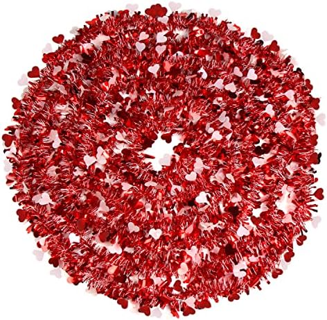FOİMAS 33FT Noel Tinsel Çelenk, beyaz Bükülmüş Metalik Asılı Çelenk Noel Ağacı Şömine Ev Dekorasyon için