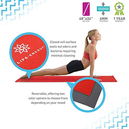 Yaşam Enerjisi Geri Dönüşümlü Kaymaz Egzersiz Yoga Matı, 6 mm Kalınlığında