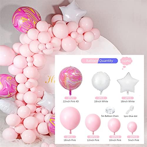 SNHAGHUS Balonlar 111 Adet Set Çelenk Macaron Şeker Kemer Kiti Kız çocuk Doğum Günü Partisi Dekorasyon Düğün Aksesuarları (Renk:
