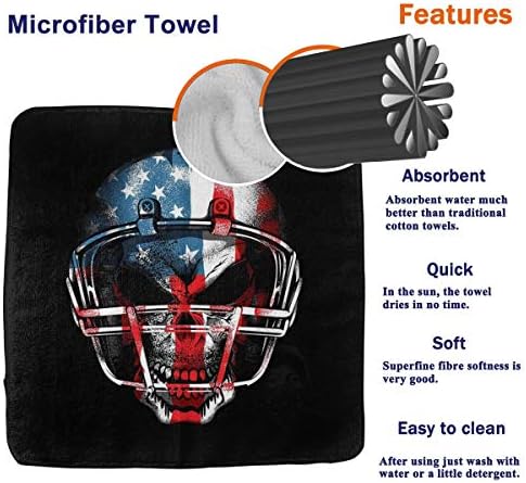 ANGERT & Kare Havlu futbol kaskı Kafatası Amerikan Bayrağı Yüz Bezleri Yumuşak El banyo havluları Keseler Yıkama Bezleri Banyo