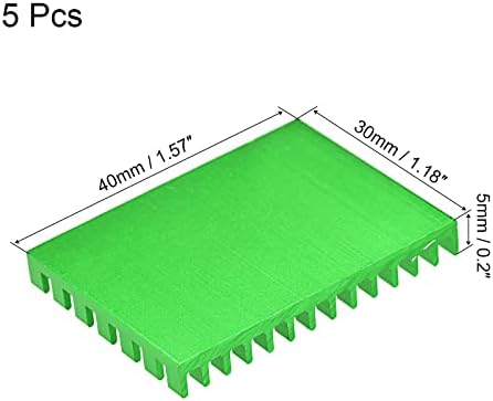 MECCANIXITY Elektronik Radyatörler Modülü Soğutucu Alüminyum Soğutucu 30x40x5mm CPU Yeşil Paketi için 5