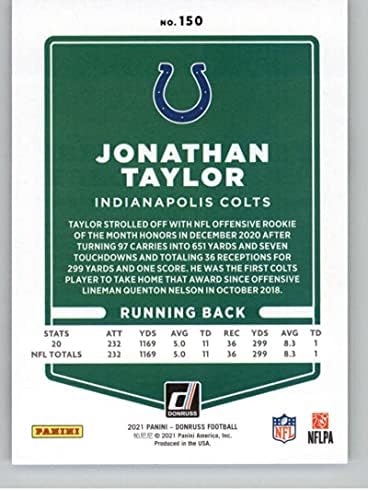 2021 Donruss 150 Jonathan Taylor Indianapolis Colts NFL Futbol Ticaret Kartı
