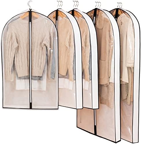 Giysi Asmak için Giysi Çantaları, Depolama için Plastik Asılı Giysi Çantaları, 40 / 60 Büyük Pencere Uzun Elbiseler için Şeffaf