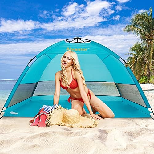 Alıvantor plaj çadırı Süper Bluecoast plaj şemsiyesi Açık Güneş Barınak Cabana Otomatik Pop Up UPF 50 + Güneş Gölge Taşınabilir