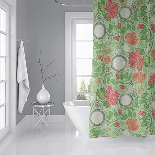 ÇEŞİTLİ Açık Yeşil Duş Perdesi by-71x74 Yeşil Çiçekli Yazlık Polyester