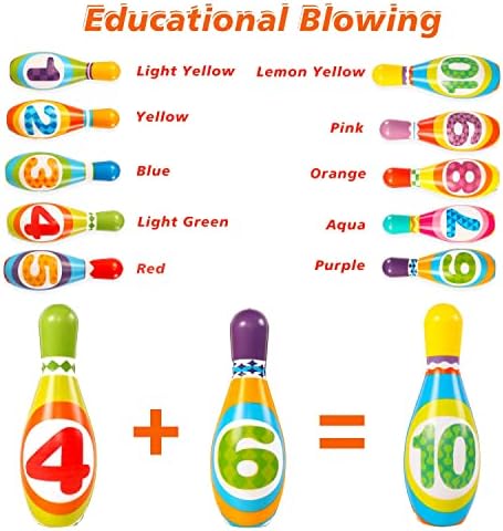 Çocuklar Bowling Topu Seti Toddlers Oyuncaklar Baskılı Numarası 10 ile Renkli Yumuşak Köpük Bowling Pimleri 2 Bowling Topları