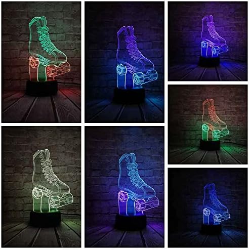 SWTZEQ Çocuklar Gece Lambası Paten Fikirleri 3D Optik LED Illusion Lamba USB Uzaktan Kumanda ile 16 Renk Değiştirme Doğum Günü